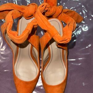 Zara Basic Orange Suede Heels